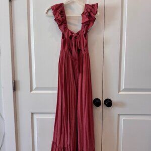 NWT Raspberry Tie Back Women's Dress with Ruffle Sleeve Size S
